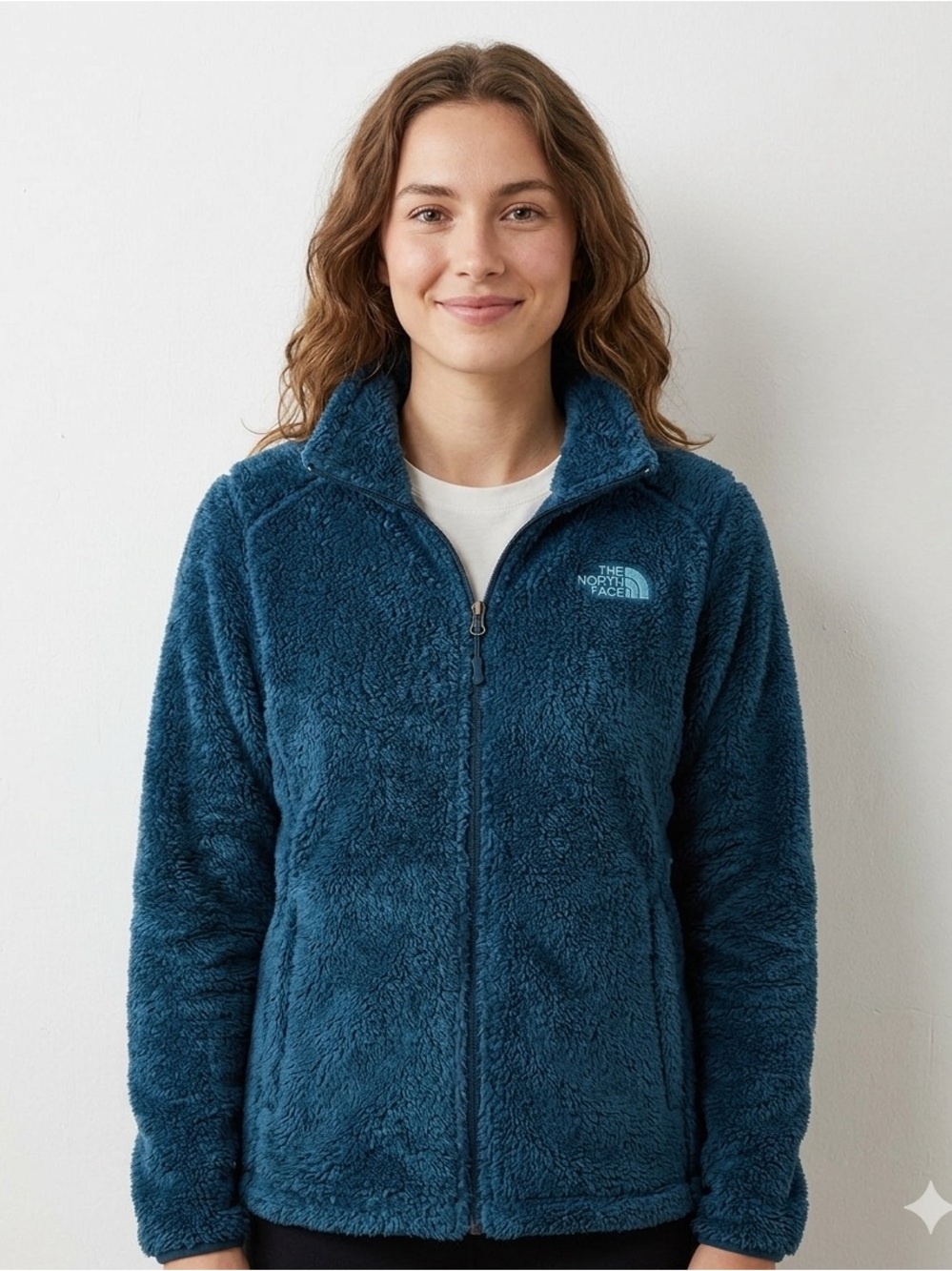 The North Face Women's Deep Teal Teddy Fleece Full-Zip Jacket